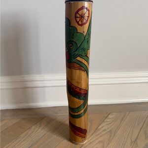 Cuban Handcrafted Bamboo Decorative Accent with Green and Red Design